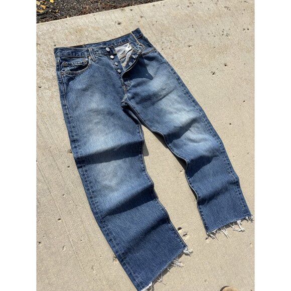 90’s Levi 501 Raw Selvedge Denim Jeans Raw Hem 31x30 - Picture 3 of 11